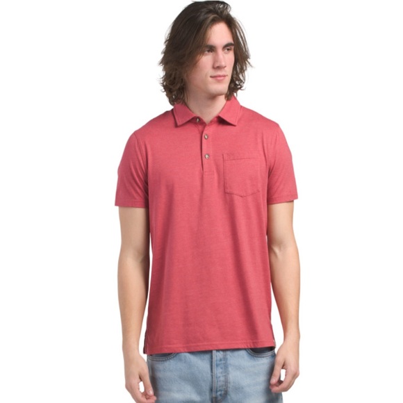 Fair Harbor Kismet Short Sleeve Polo T-Shirt in Red Organic Cotton Blend NWT - Picture 1 of 2